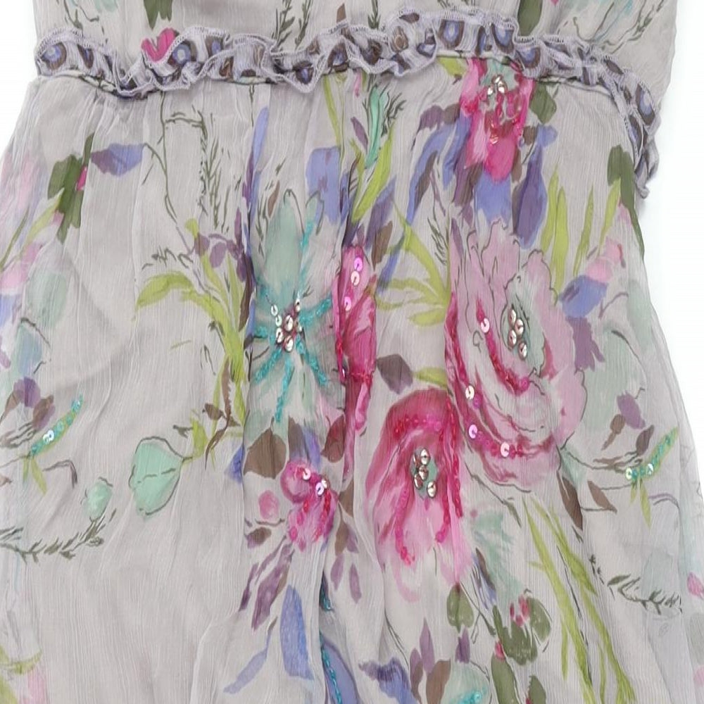Derby Womens Multicoloured Geometric Viscose Maxi Size S Scoop Neck Zip - Frill Sequin