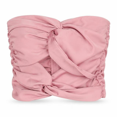 Missguided Womens Pink Polyester Cropped Blouse Size 8 Sweetheart - Rouched Cut Out