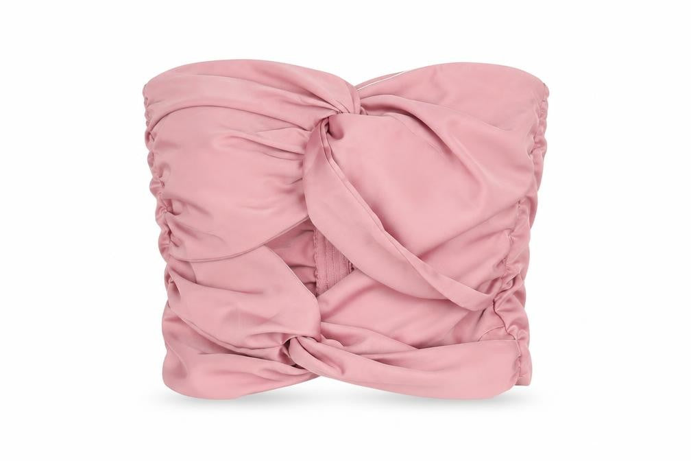 Missguided Womens Pink Polyester Cropped Blouse Size 8 Sweetheart - Rouched Cut Out