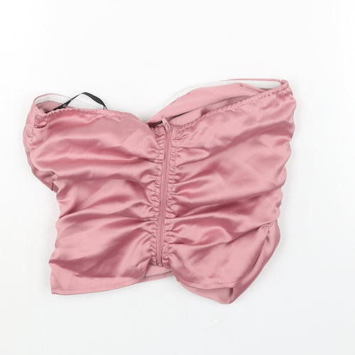Missguided Womens Pink Polyester Cropped Blouse Size 8 Sweetheart - Rouched Cut Out