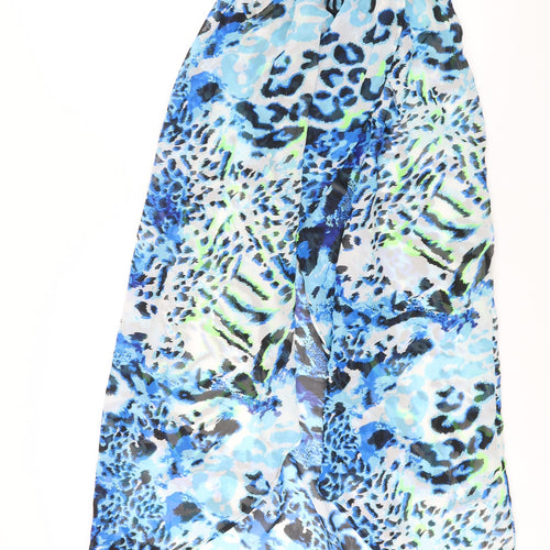Studio Womens Blue Animal Print Polyester Cover Up Size 8 - Size 8-10 Drawstring Open Front Semi Sheer