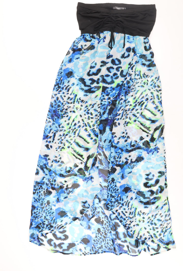 Studio Womens Blue Animal Print Polyester Cover Up Size 8 - Size 8-10 Drawstring Open Front Semi Sheer