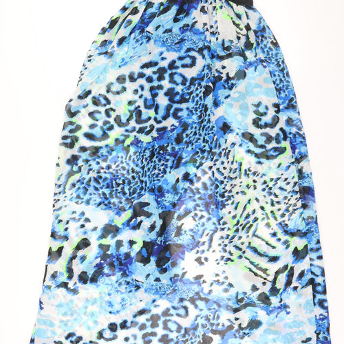Studio Womens Blue Animal Print Polyester Cover Up Size 8 - Size 8-10 Drawstring Open Front Semi Sheer