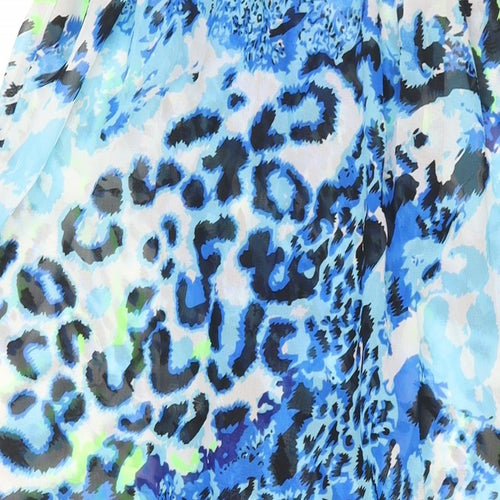 Studio Womens Blue Animal Print Polyester Cover Up Size 8 - Size 8-10 Drawstring Open Front Semi Sheer
