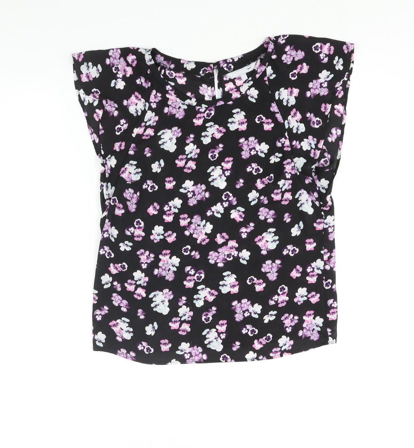Red Herring Womens Multicoloured Floral Polyester Basic Blouse Size 10 Round Neck