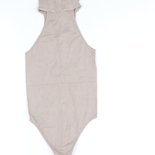 Zara Womens Beige Polyamide Bodysuit One-Piece Size M Snap - Size M-L