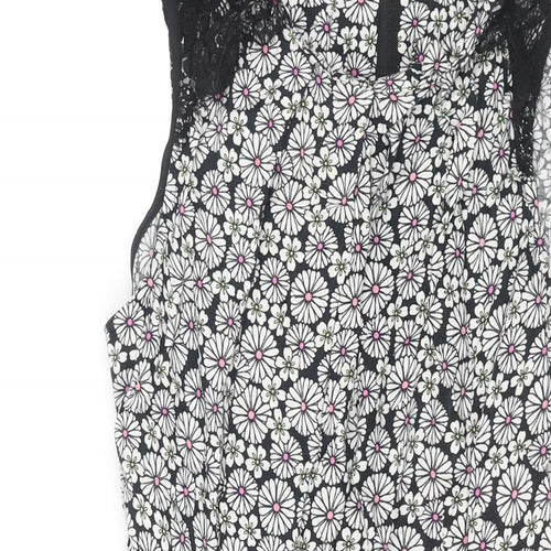 Wallis Womens Multicoloured Geometric Viscose Shift Size 16 Round Neck Zip - Lace Detail Belted Floral Print