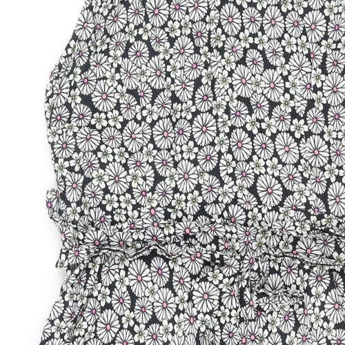 Wallis Womens Multicoloured Geometric Viscose Shift Size 16 Round Neck Zip - Lace Detail Belted Floral Print