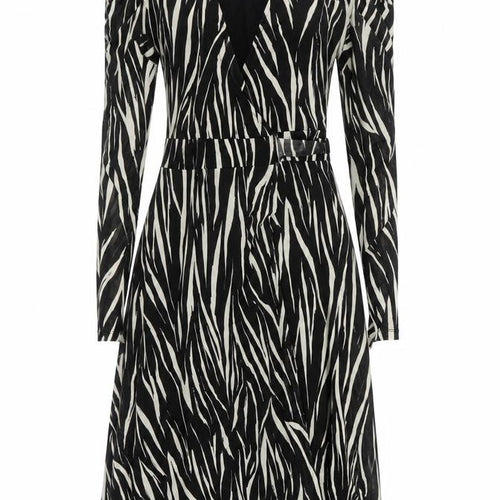 Sosandar Womens Black Geometric Polyester Wrap Dress Size 10 V-Neck Tie