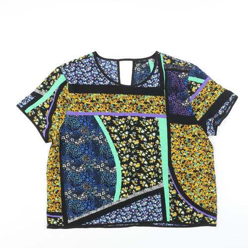 River Island Womens Multicoloured Geometric Polyester Basic Blouse Size 18 Round Neck