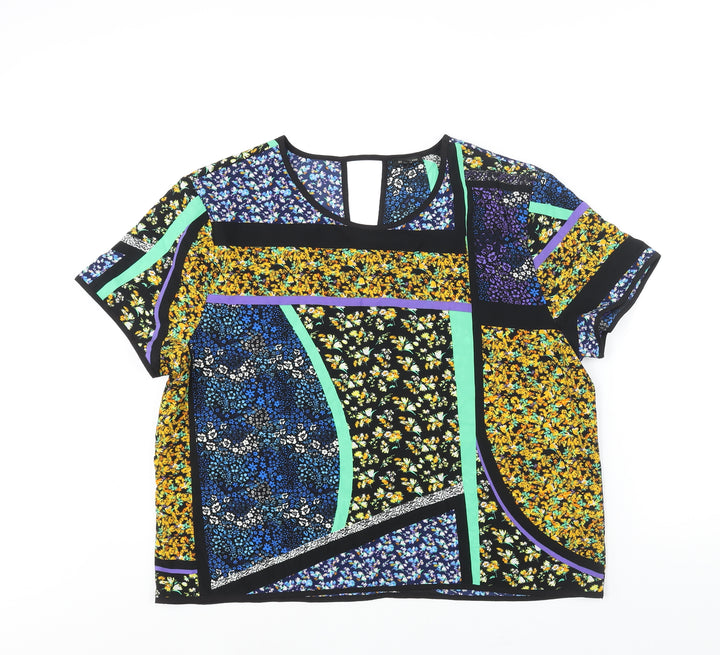 River Island Womens Multicoloured Geometric Polyester Basic Blouse Size 18 Round Neck