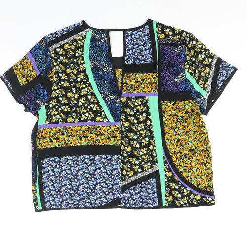 River Island Womens Multicoloured Geometric Polyester Basic Blouse Size 18 Round Neck