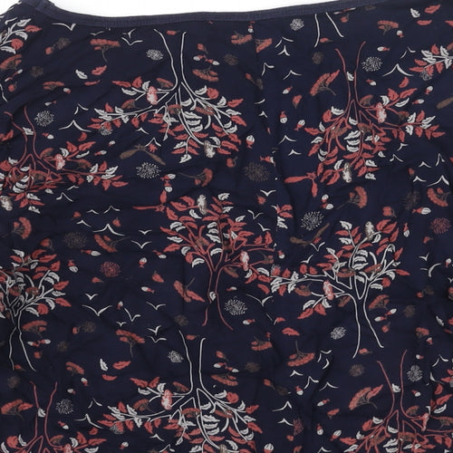 Marks and Spencer Womens Blue Geometric Viscose Basic Blouse Size 10 Boat Neck