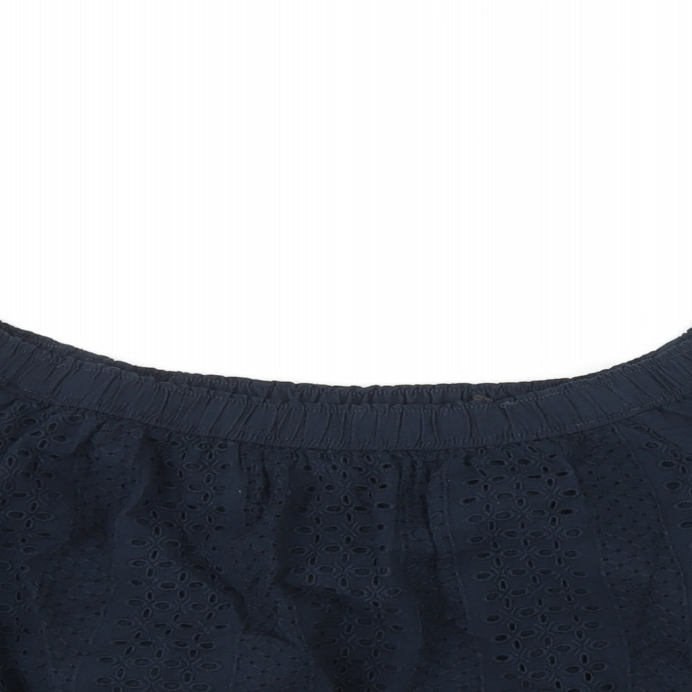 Abercrombie & Fitch Womens Blue Cotton Basic Blouse Size S Boat Neck