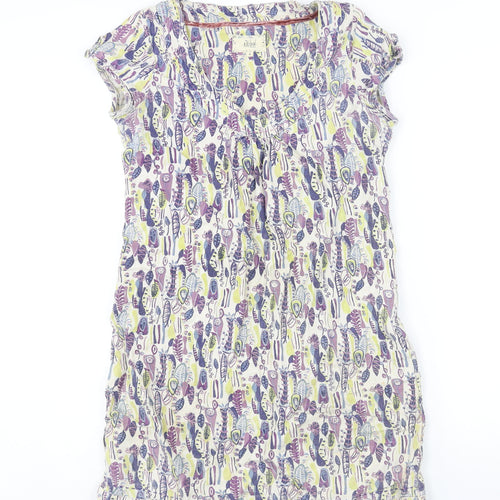 Mistral Womens Multicoloured Geometric Linen Shift Size 8 Round Neck Pullover