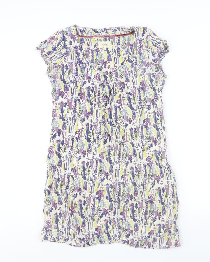 Mistral Womens Multicoloured Geometric Linen Shift Size 8 Round Neck Pullover