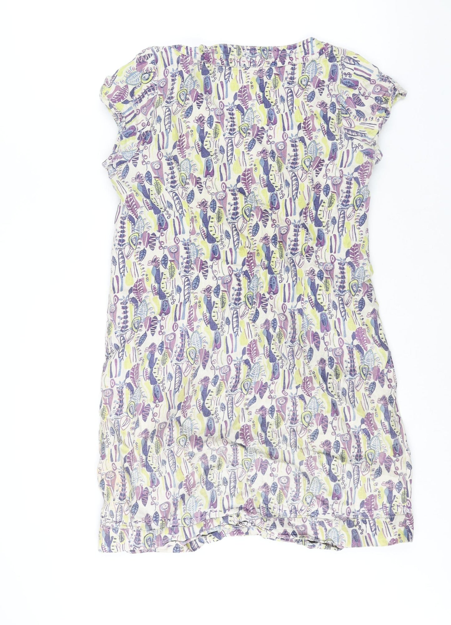 Mistral Womens Multicoloured Geometric Linen Shift Size 8 Round Neck Pullover