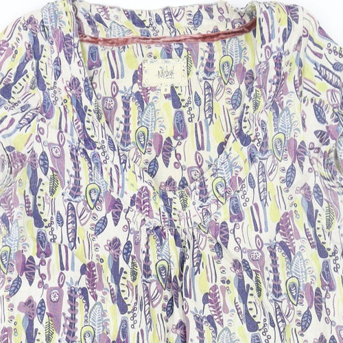 Mistral Womens Multicoloured Geometric Linen Shift Size 8 Round Neck Pullover