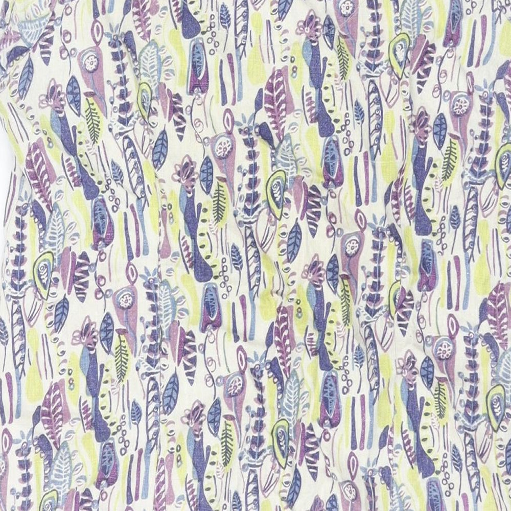 Mistral Womens Multicoloured Geometric Linen Shift Size 8 Round Neck Pullover