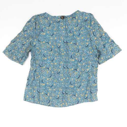 Marks and Spencer Womens Blue Geometric Modal Basic Blouse Size 6 Round Neck - Floral Print