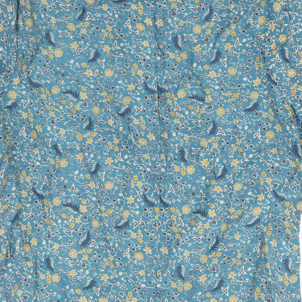 Marks and Spencer Womens Blue Geometric Modal Basic Blouse Size 6 Round Neck - Floral Print