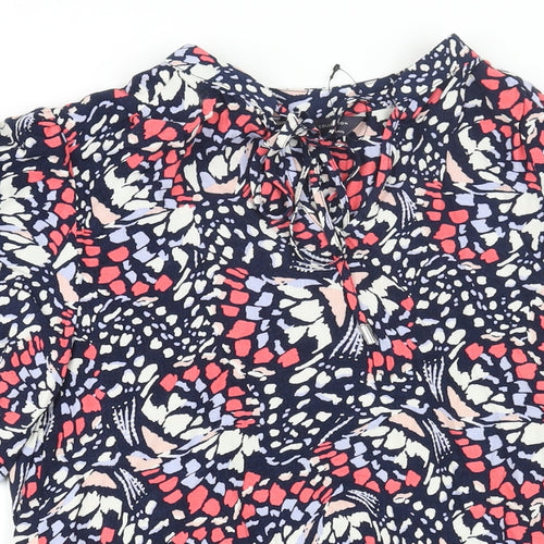 Marks and Spencer Womens Multicoloured Geometric Viscose Mini Size 6 V-Neck Tie - Keyhole Neck