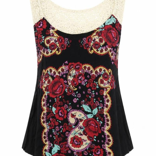 Chelsea Girl Womens Multicoloured Geometric Viscose Camisole Blouse Size 10 Scoop Neck - Lace Detail