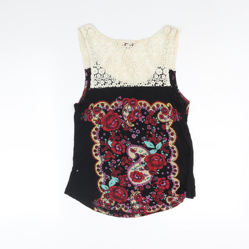 Chelsea Girl Womens Multicoloured Geometric Viscose Camisole Blouse Size 10 Scoop Neck - Lace Detail