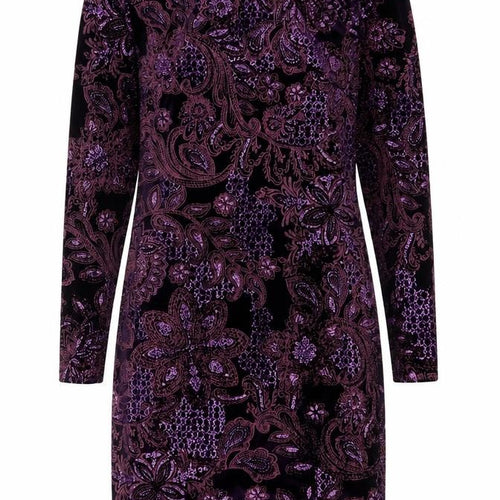 NEXT Womens Purple Fair Isle Polyester Sheath Size 10 Boat Neck Button - Embroidered, Glitter