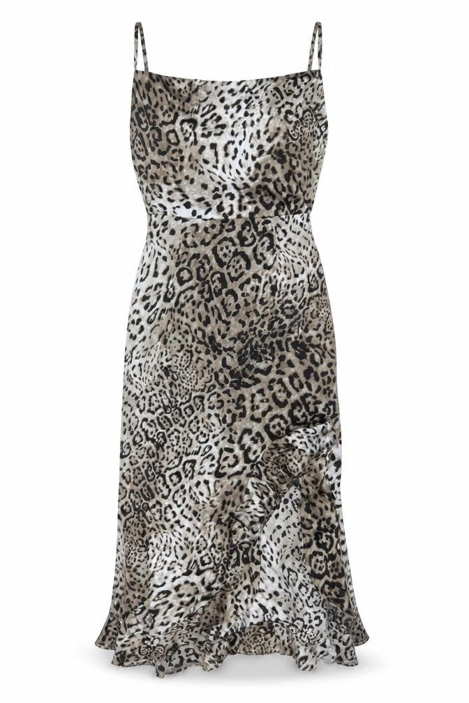 Missguided Womens Grey Animal Print Polyester A-Line Size 12 Cowl Neck Zip