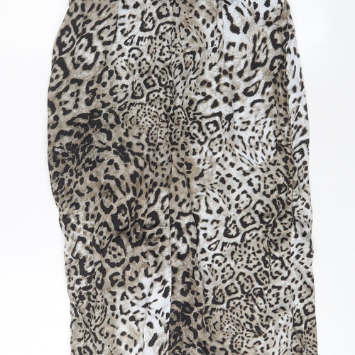 Missguided Womens Grey Animal Print Polyester A-Line Size 12 Cowl Neck Zip