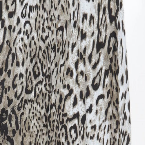 Missguided Womens Grey Animal Print Polyester A-Line Size 12 Cowl Neck Zip