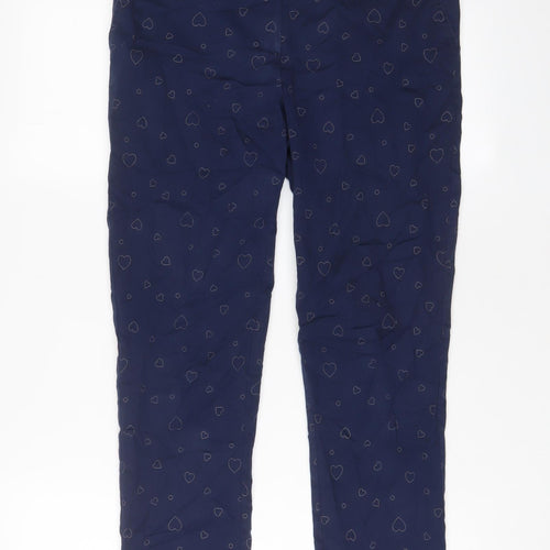 NEXT Womens Blue Geometric Cotton Trousers Size 30 in L24 in Regular Zip - Heart Pattern