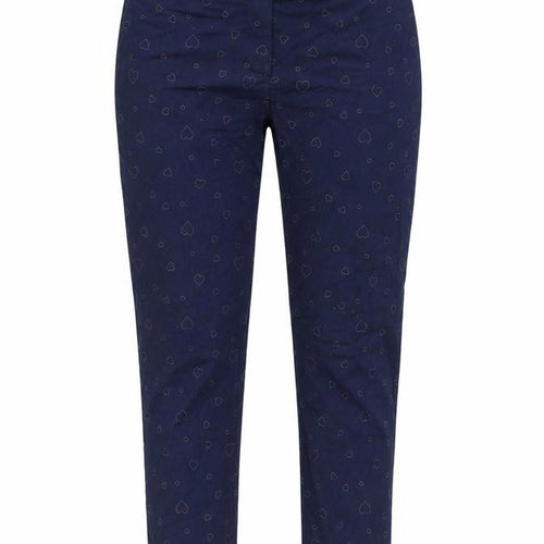 NEXT Womens Blue Geometric Cotton Trousers Size 30 in L24 in Regular Zip - Heart Pattern
