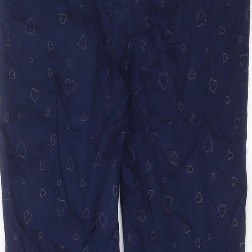 NEXT Womens Blue Geometric Cotton Trousers Size 30 in L24 in Regular Zip - Heart Pattern
