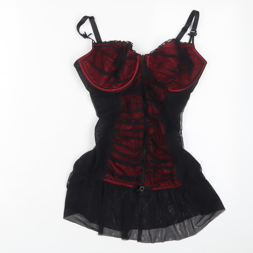 Ann Summers Womens Red Solid Polyester Cami Pyjama Top Size 14 Zip