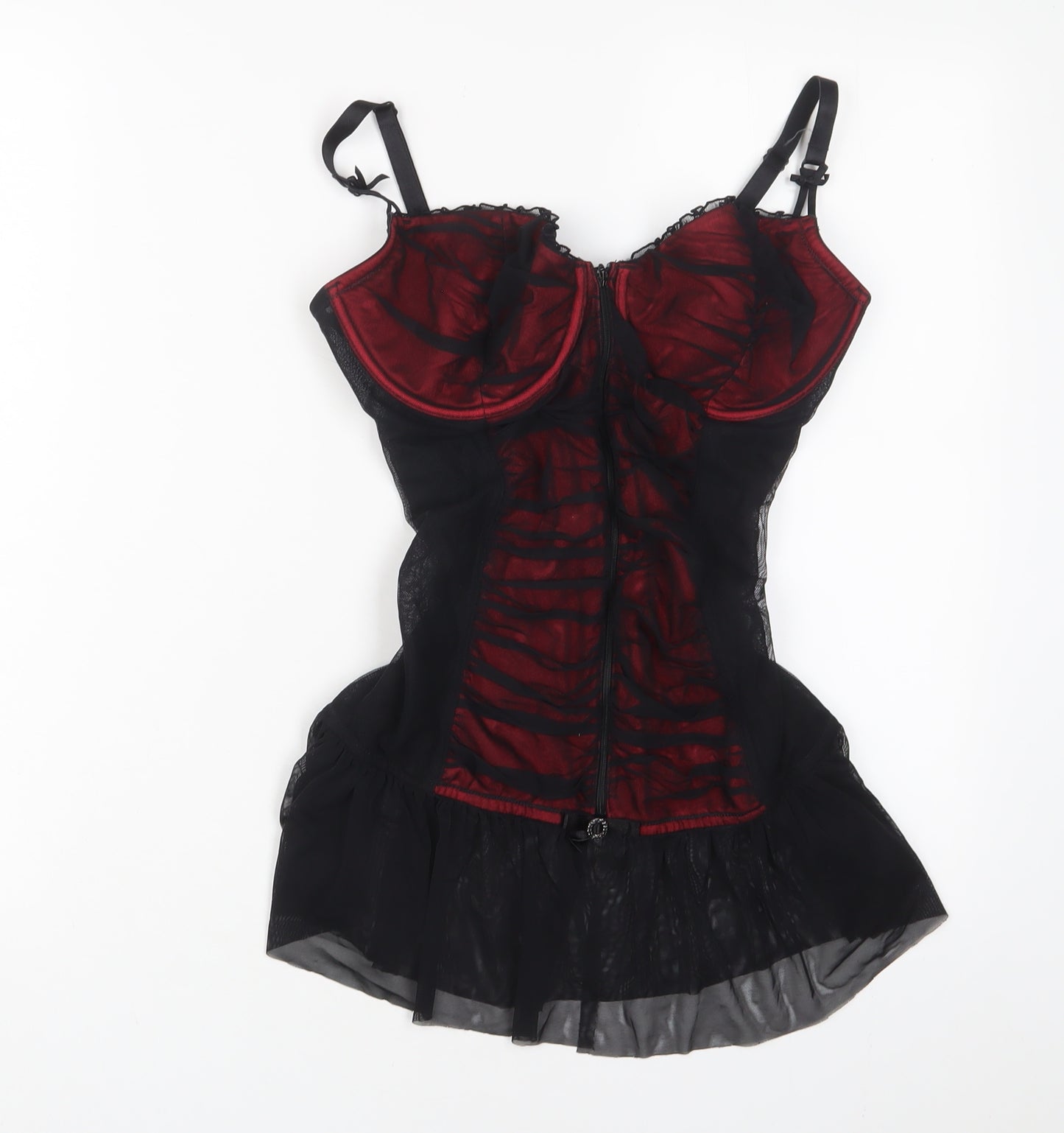 Ann Summers Womens Red Solid Polyester Cami Pyjama Top Size 14 Zip