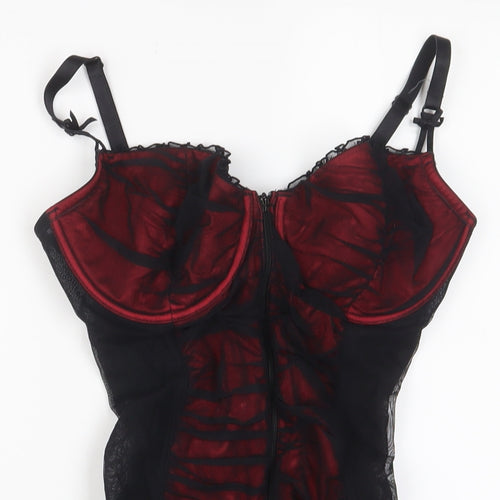 Ann Summers Womens Red Solid Polyester Cami Pyjama Top Size 14 Zip
