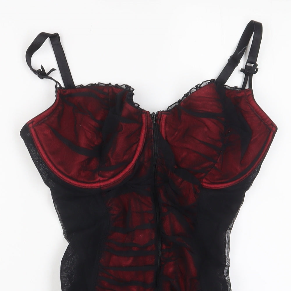 Ann Summers Womens Red Solid Polyester Cami Pyjama Top Size 14 Zip