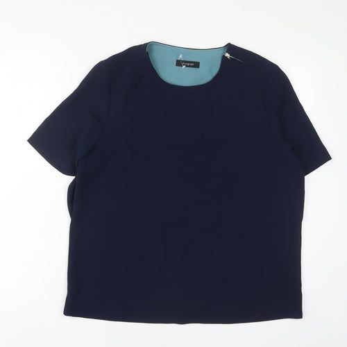 Autograph Womens Blue Polyester Basic T-Shirt Size 10 Crew Neck