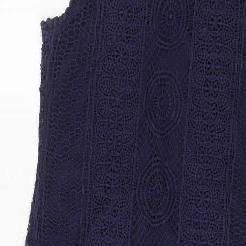Solitaire Womens Blue Cotton A-Line Size M Scoop Neck Pullover