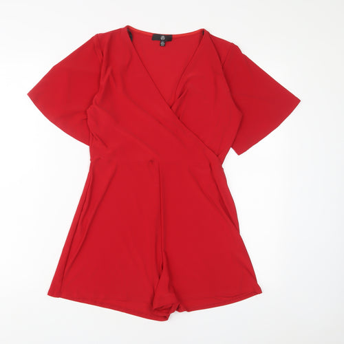 Missguided Womens Red Polyester Playsuit One-Piece Size 8 L3 in Pullover