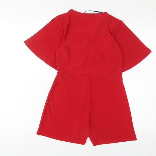 Missguided Womens Red Polyester Playsuit One-Piece Size 8 L3 in Pullover