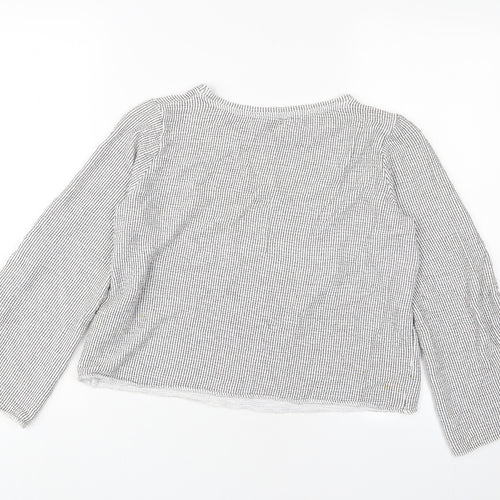 Zara Womens Grey Polyester Cropped T-Shirt Size M Crew Neck