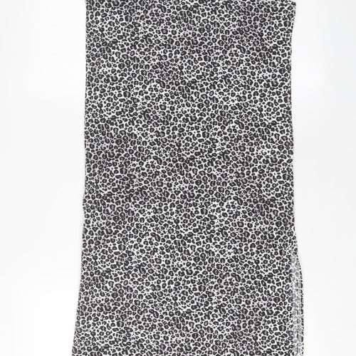 Per Una Womens Grey Animal Print Polyester A-Line Size 10 V-Neck Pullover