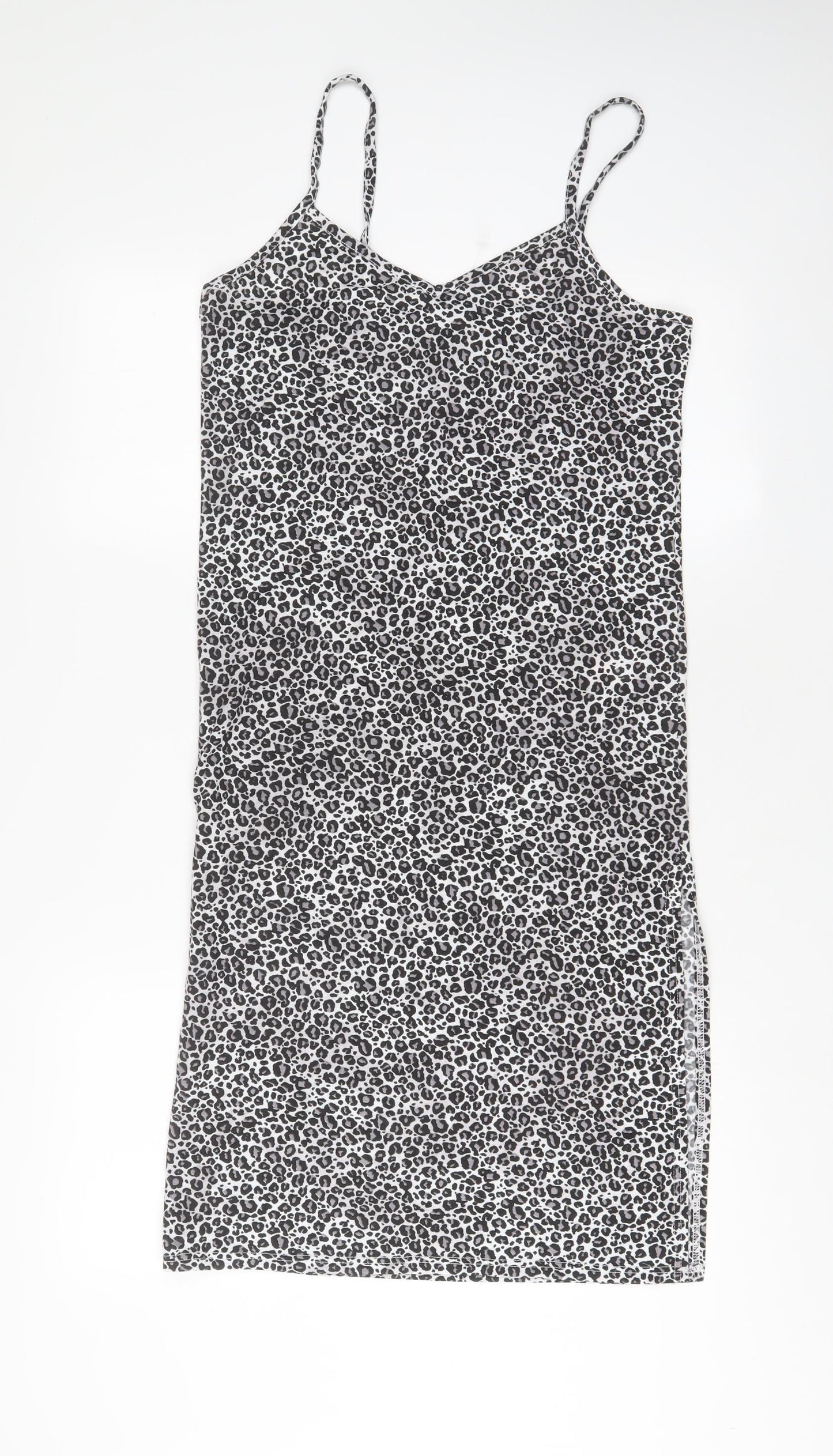 Per Una Womens Grey Animal Print Polyester A-Line Size 10 V-Neck Pullover