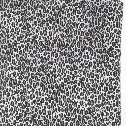 Per Una Womens Grey Animal Print Polyester A-Line Size 10 V-Neck Pullover