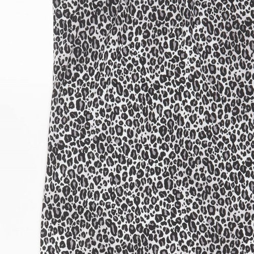 Per Una Womens Grey Animal Print Polyester A-Line Size 10 V-Neck Pullover