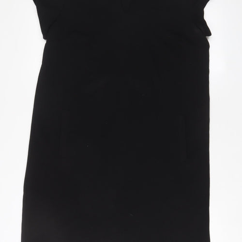 Yessica Womens Black Polyester A-Line Size 14 V-Neck Pullover