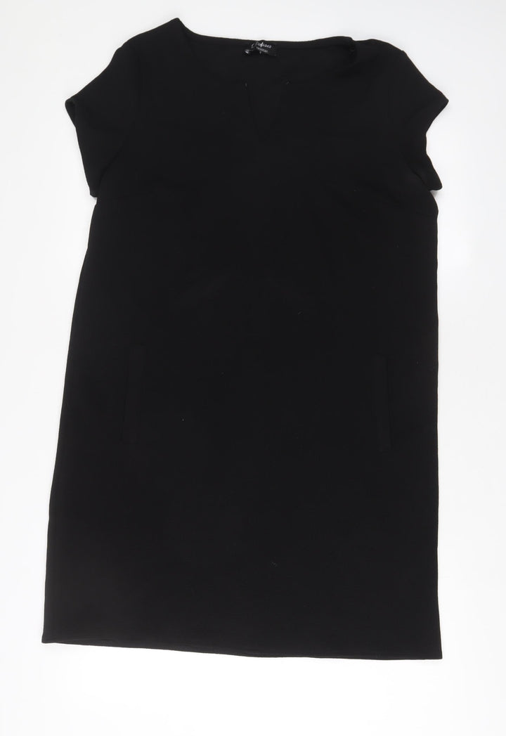Yessica Womens Black Polyester A-Line Size 14 V-Neck Pullover